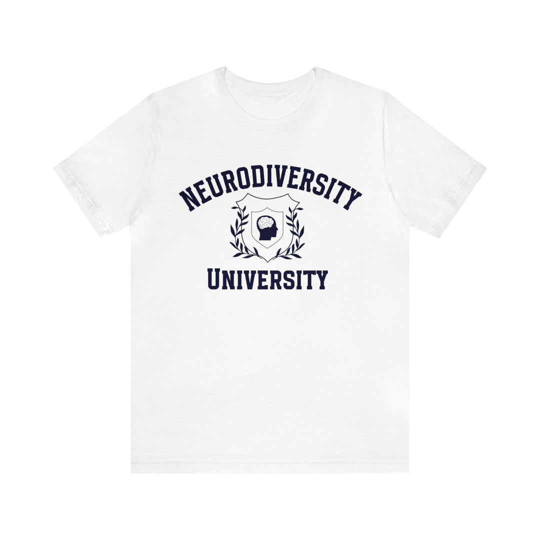 Adult Neurodiversity University Beautiful Mind Navy Blue Text Tee