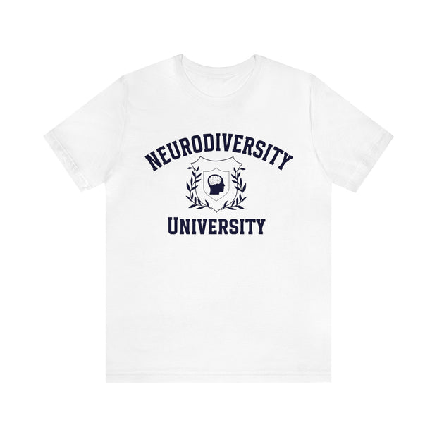 Neurodiversity University Beautiful Mind Navy Blue Text Tee