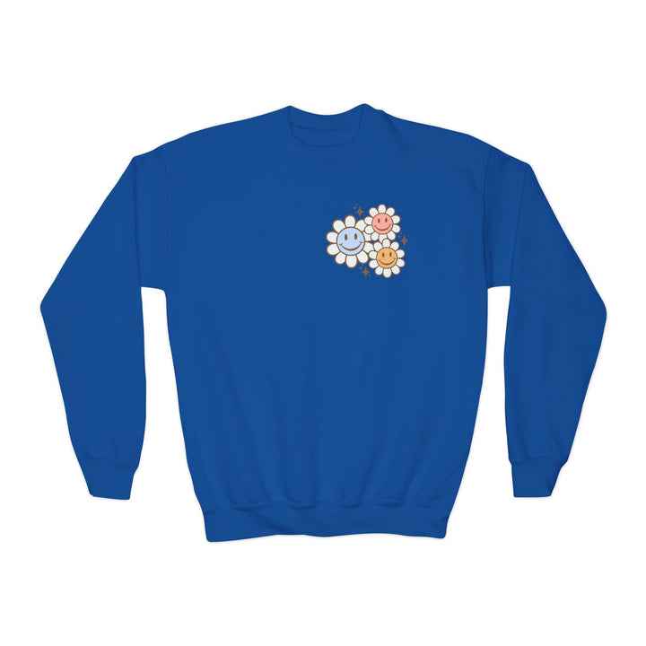 Kids Be Kind to Your Mind Smiling Daisy Front and Back Sweatshirt