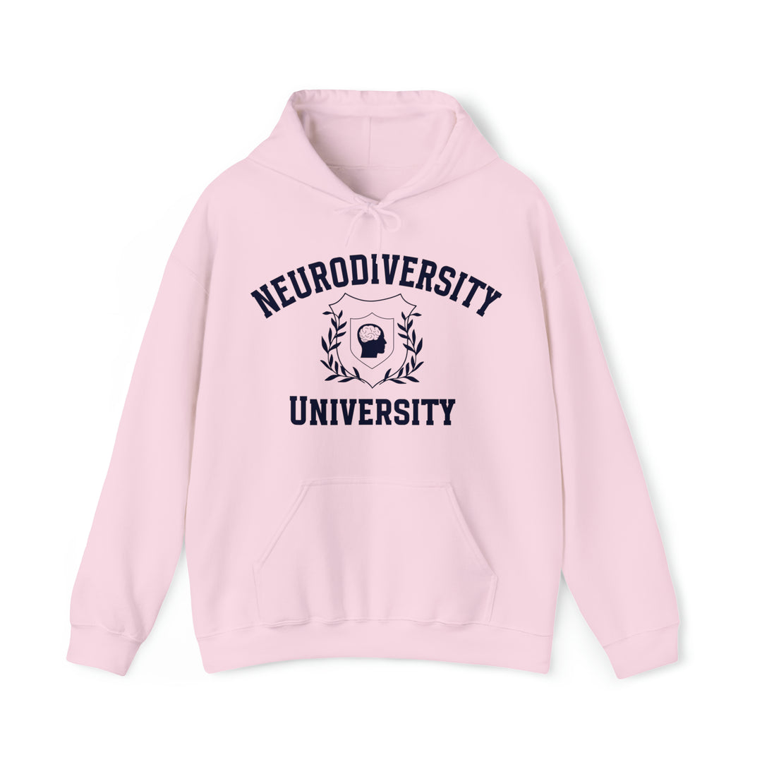 Adult Neurodiversity University Beautiful Mind Navy Blue Text Hoodie