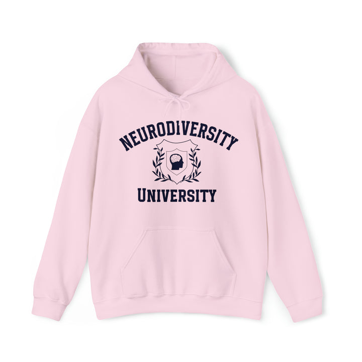 Adult Neurodiversity University Beautiful Mind Navy Blue Text Hoodie