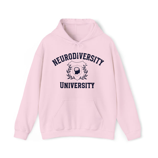 Neurodiversity University Beautiful Mind Navy Blue Text Hoodie