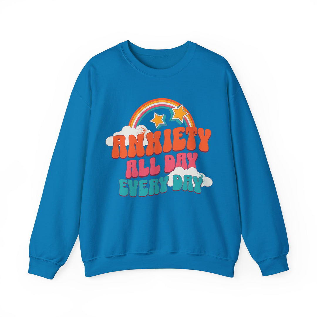 Adult Anxiety All Day Every Day Rainbow and Stars Sweatshirt