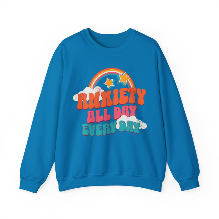 Adult Anxiety All Day Every Day Rainbow and Stars Sweatshirt