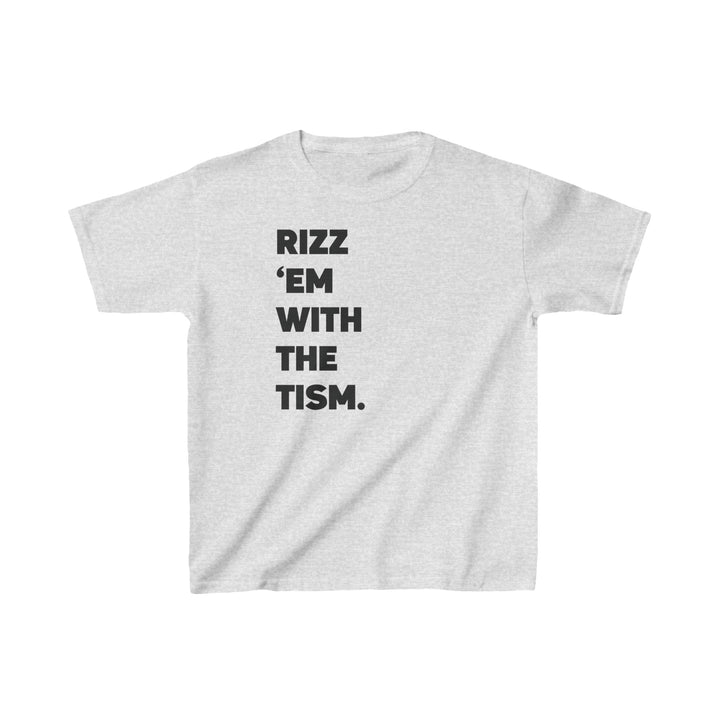 Kids Rizz Em With the Tism Black Text Tee