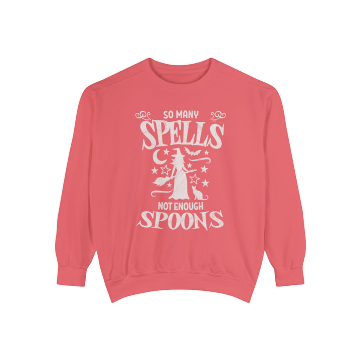 Adult So Many Spells Not Enough Spoons Distressed Comfort Colors Sweatshirt