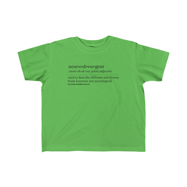 Toddler's Neurodivergent Definition Black Text Tee