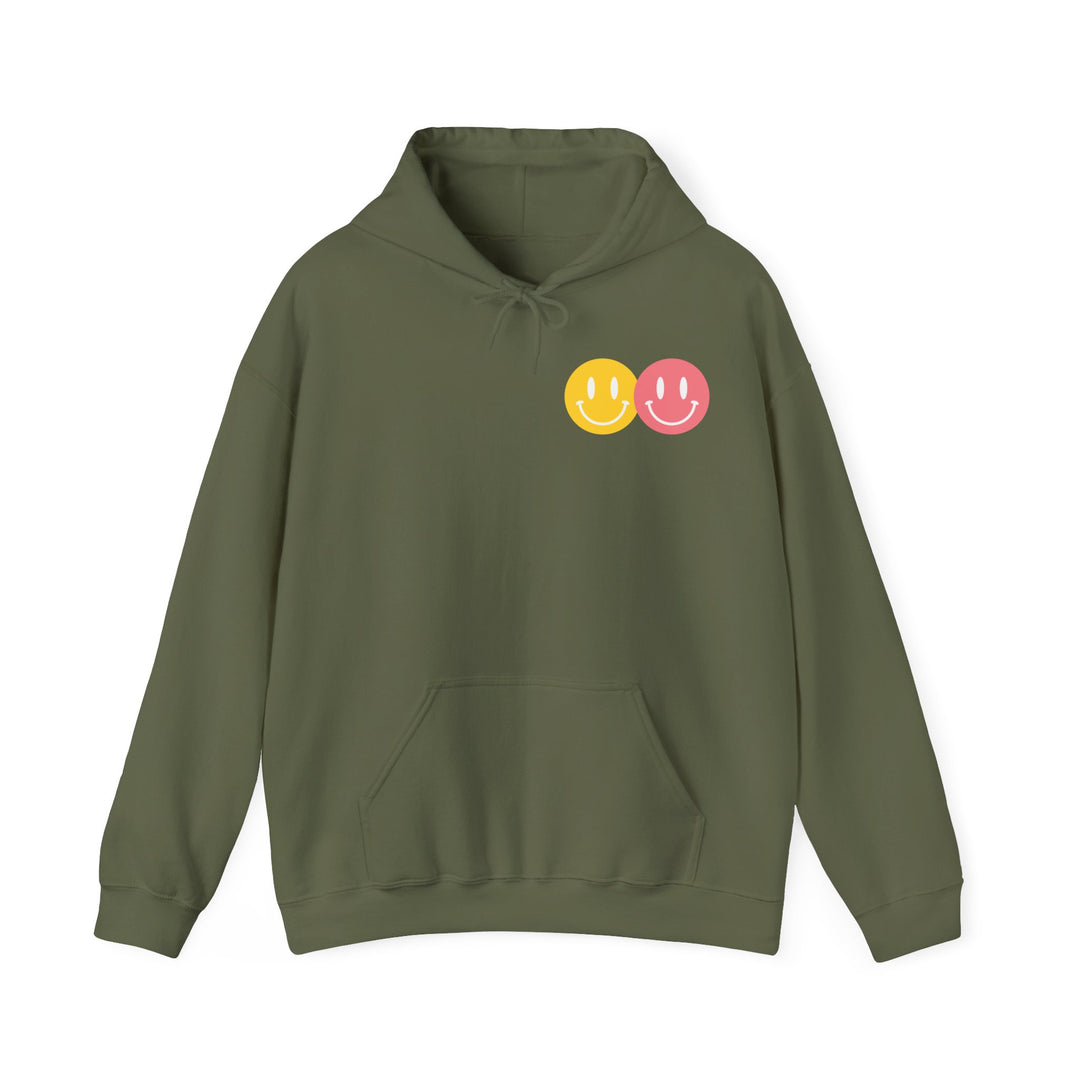 Adult Peace Love Equality Hope Inclusioin Smileys Front and Back Hoodie