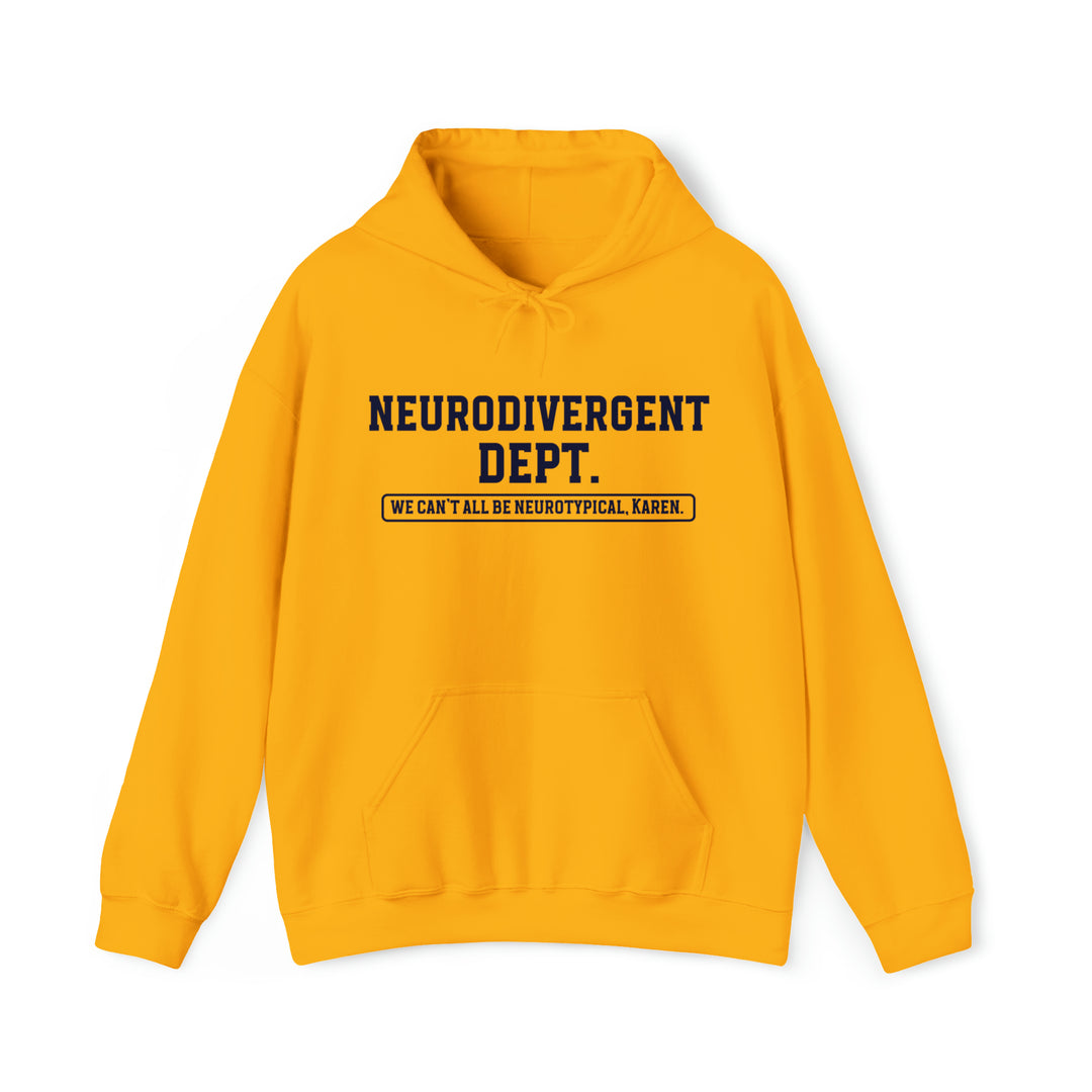 Neurodivergent Dept. Navy Blue Text Hoodie