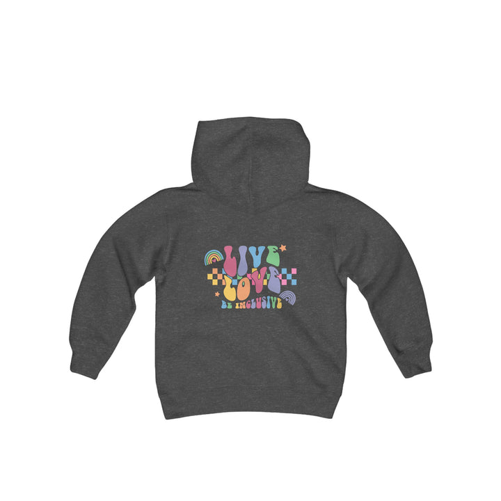 Kids Live Love Be Inclusive Front and Back Hoodie Sweatshirt