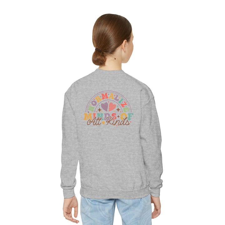 Kids Normalize  Minds of all Kinds Rainbow Front and Back Sweatshirt