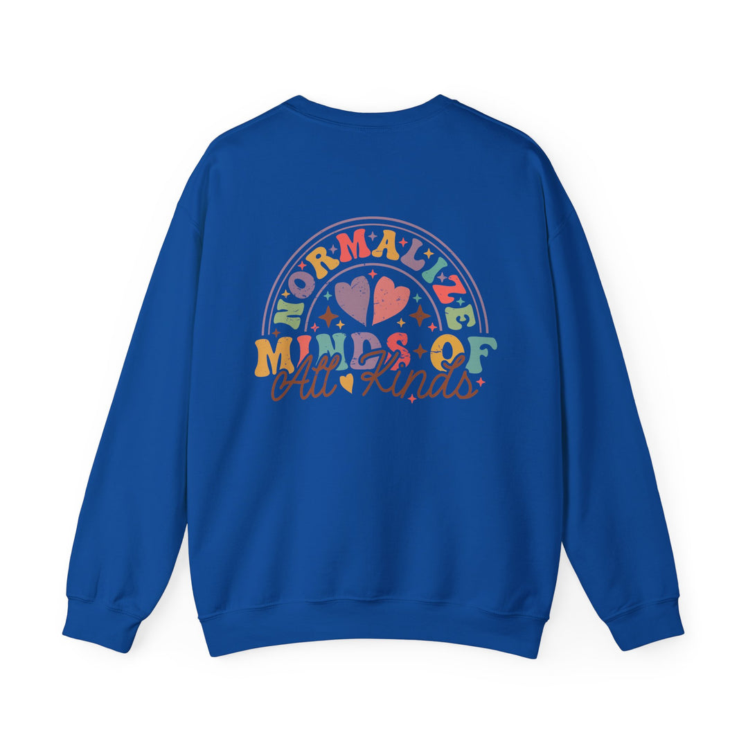 Adult Normalize  Minds of all Kinds Rainbow Front and Back Sweatshirt