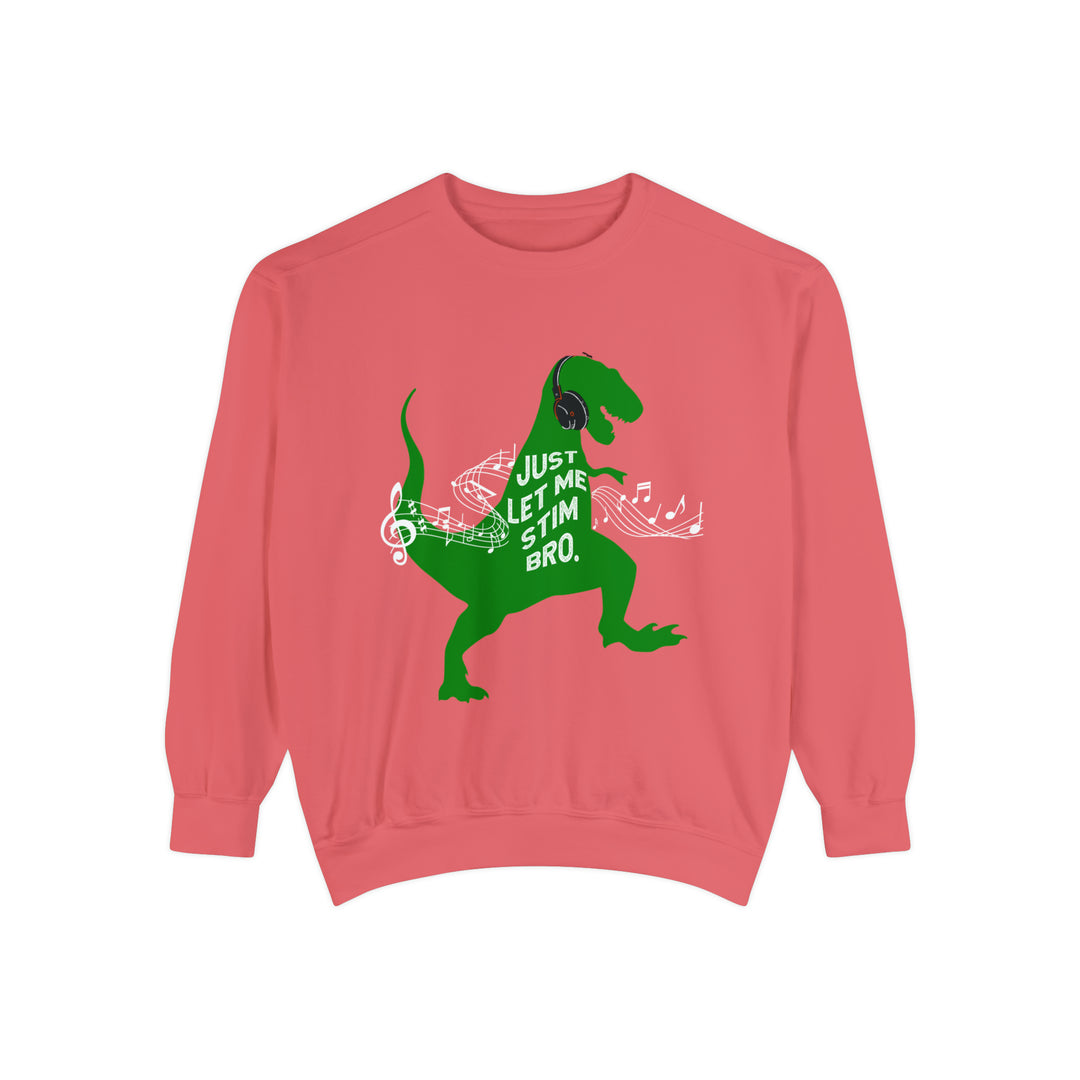 Comfort Colors T-Rex Let Me Stim Bro Sweathshirt White Music Notes