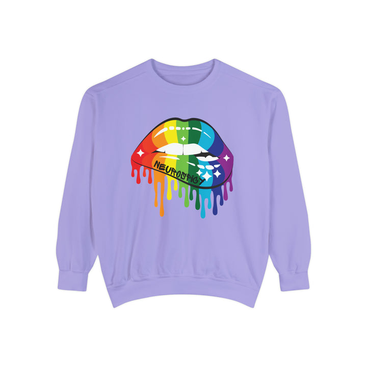 Comfort Colors Neurospicy Rainbow Lips Sweatshirt