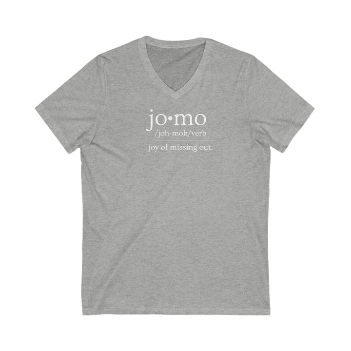 JOMO V-Neck Tee White Text