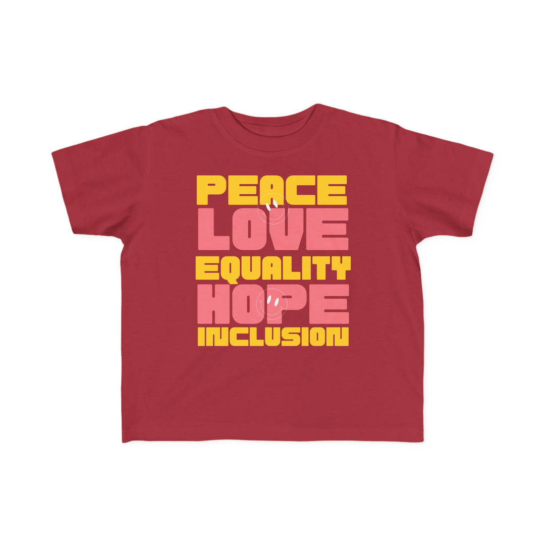 Toddler's  Peace Love Equality Hope Inclusion Smileys Tee