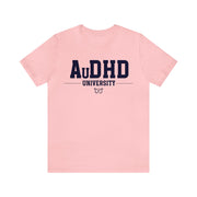 AuDHD University Butterfly Symbol Navy Blue Text Tee