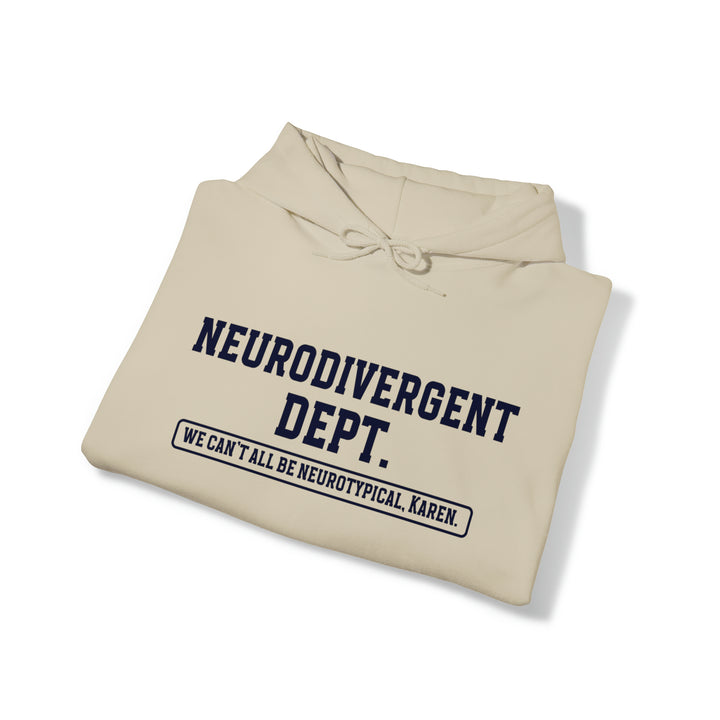 Neurodivergent Dept. Navy Blue Text Hoodie