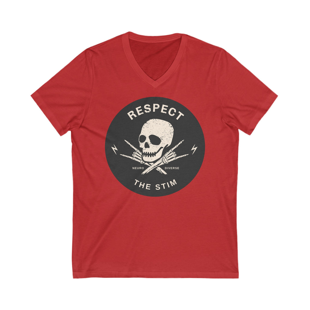 Adult Respect the Stim Skull V-Neck Tee