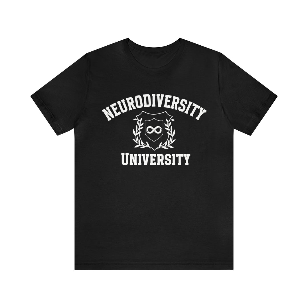 Adult Neurodiversity University Infinity Symbol White Text Tee