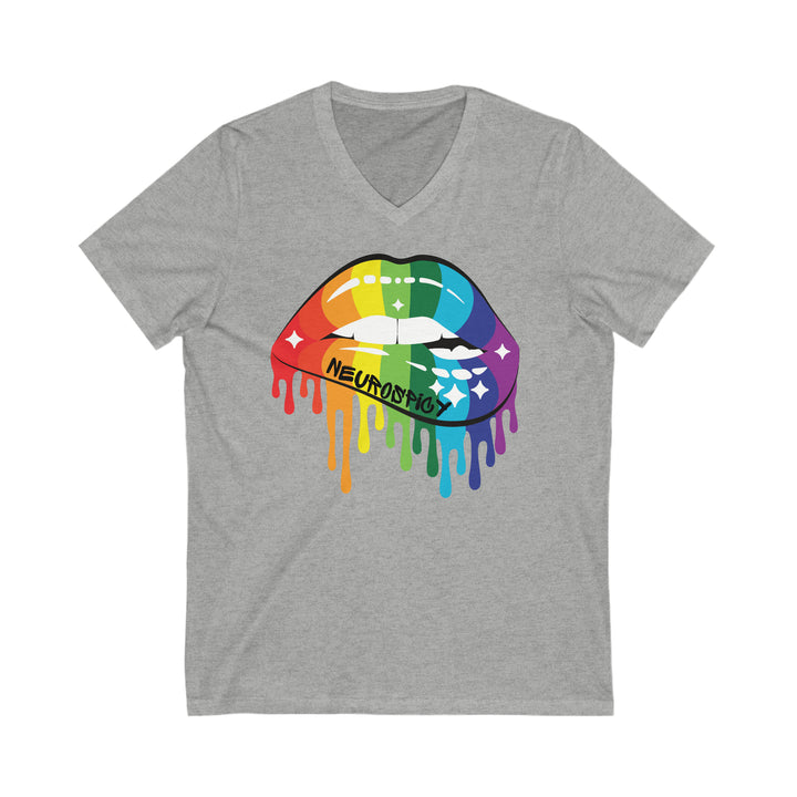 Neurospicy Rainbow Lips V-Neck Tee