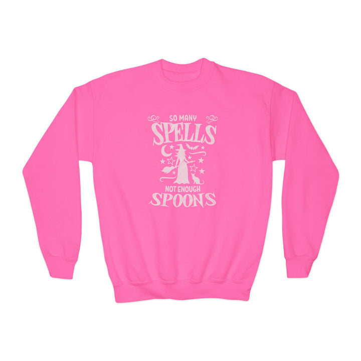 Kids So Many Spells Not Enough Spoons Distressed Sweatshirt