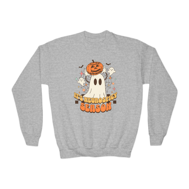 Kids Its Neurospicy Season Ghost and Pumpkin Sweatshirt