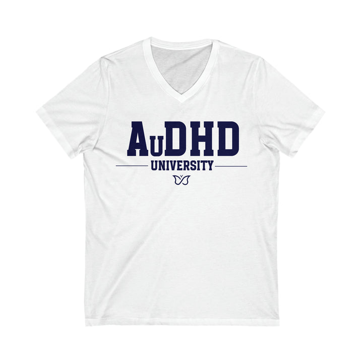 Adult AuDHD University Butterfly Symbol V-Neck Tee