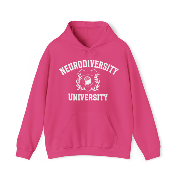 Adult Neurodiversity University Beautiful Mind White Text Hoodie