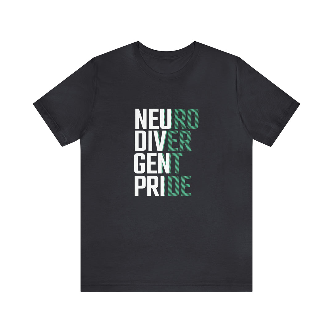 Neurodivergent Pride Green & White Text Tee