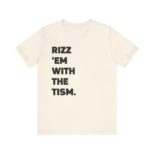 Adult Rizz Em With the Tism Black Text Tee