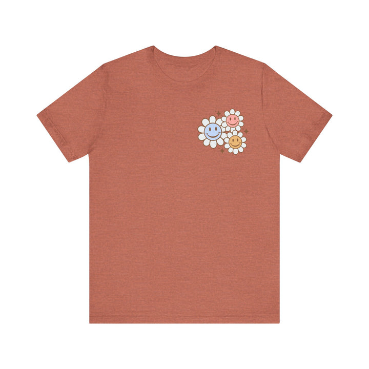 Adult Be Kind to Your Mind Smiling Daisy Front and Back Tee