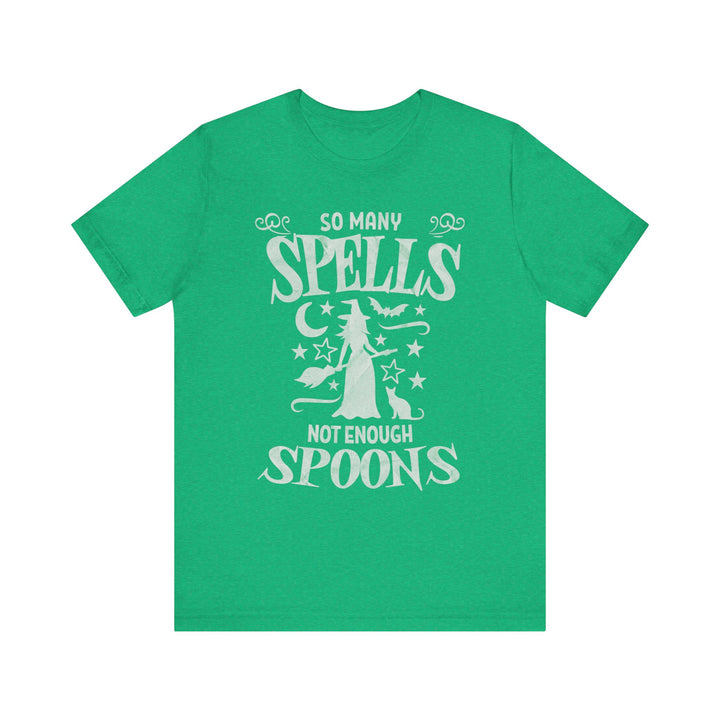 Adult So Many Spells Not Enough Spoons Distressed Tee