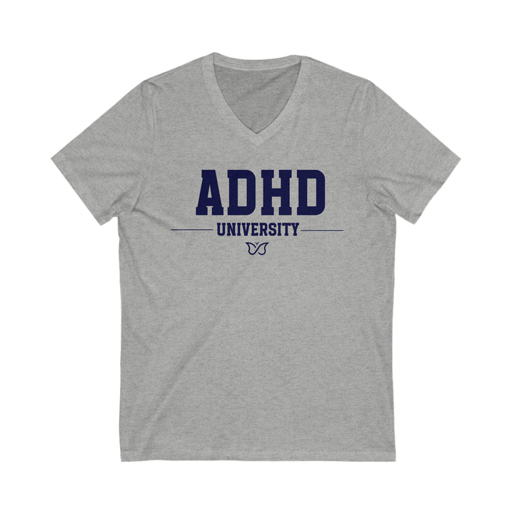 Adult ADHD University Butterfly Symbol V-Neck Tee