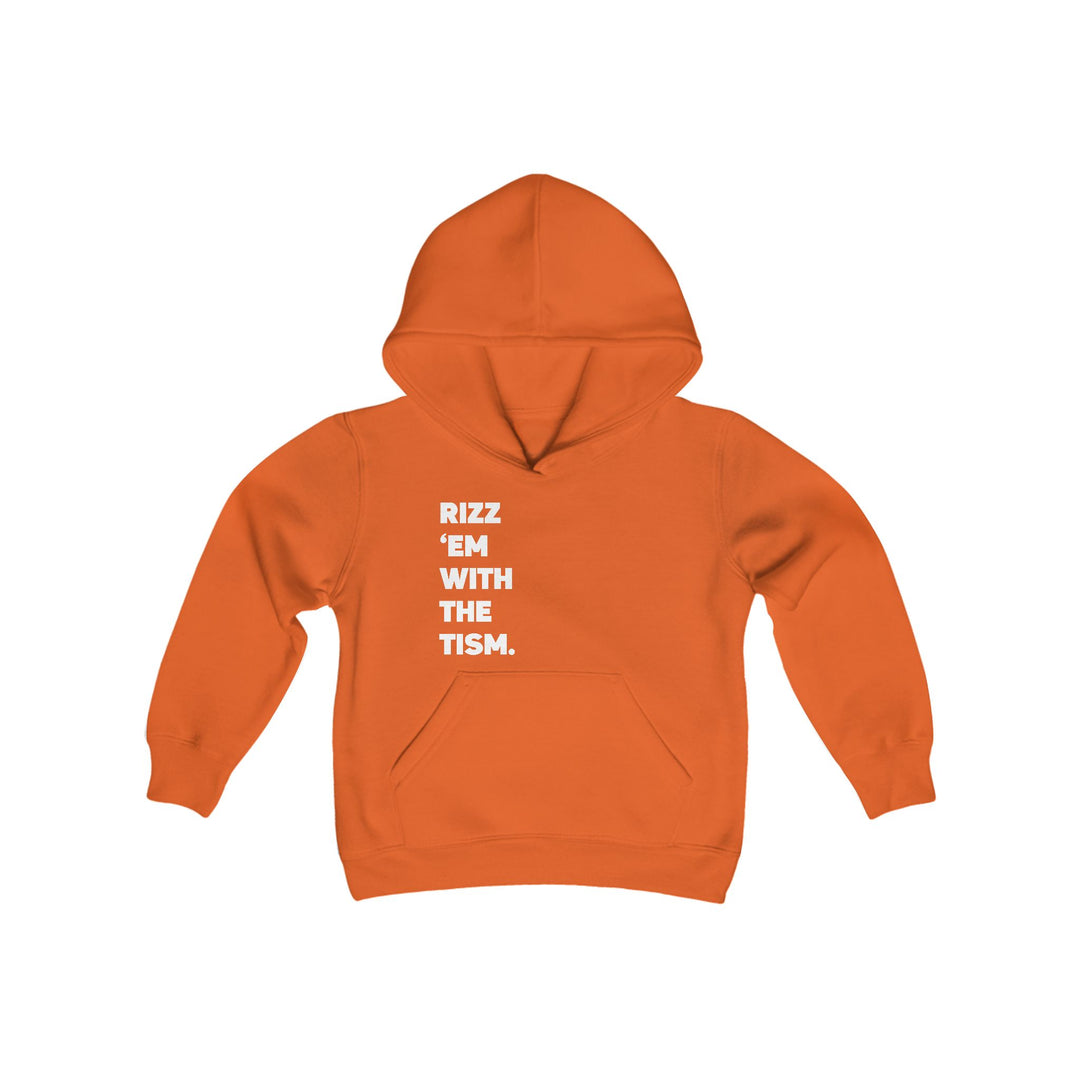 Kids Rizz Em With the Tism White Text Hoodie Sweatshirt