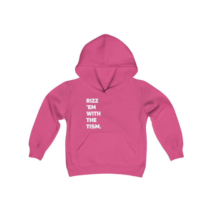 Kids Rizz Em With the Tism White Text Hoodie Sweatshirt