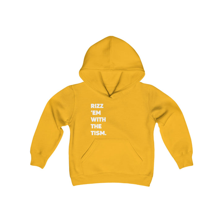 Kids Rizz Em With the Tism White Text Hoodie Sweatshirt