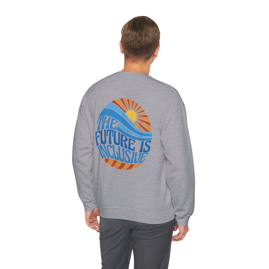 Adult The Future Is Inclusive Groovy Sun Front and Back Sweatshirt