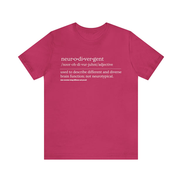 Neurodivergent Definition White Text Tee