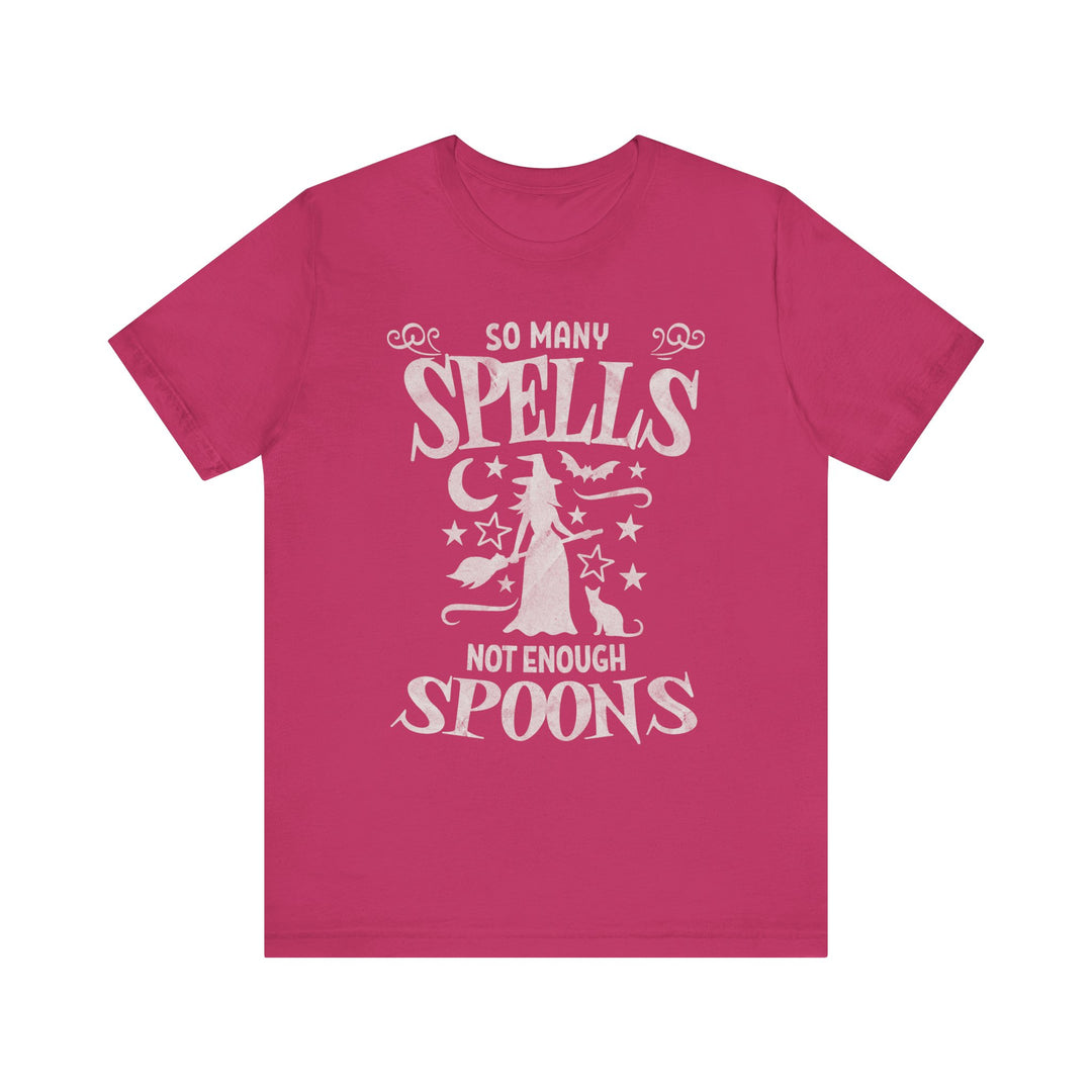 Adult So Many Spells Not Enough Spoons Distressed Tee