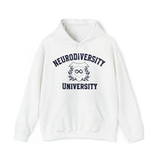 Neurodiversity University Infinity Symbol Navy Blue Text Hoodie