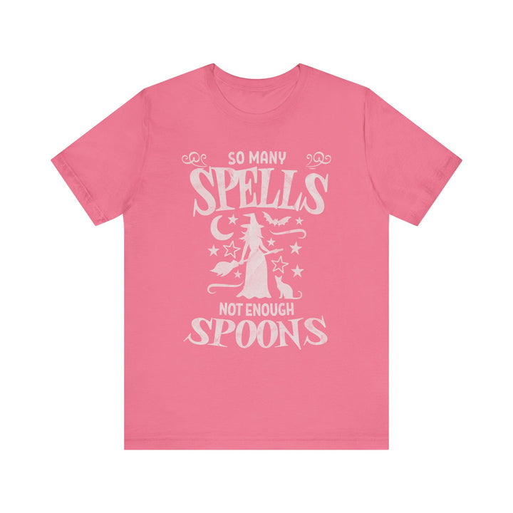 Adult So Many Spells Not Enough Spoons Distressed Tee