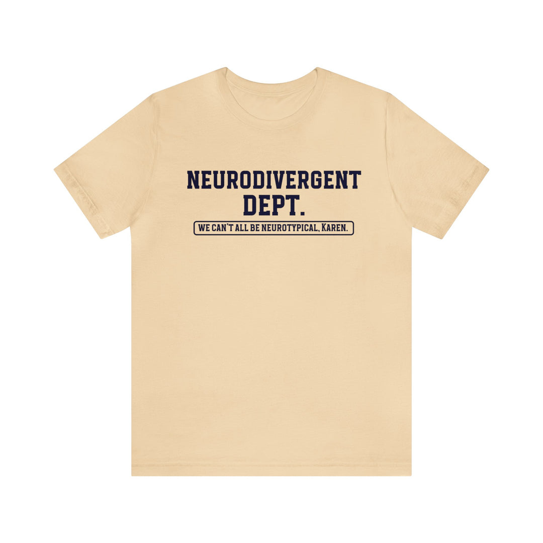 Neurodivergent Dept. Tee Navy Blue Text