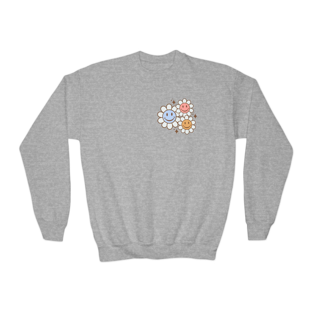 Kids Be Kind to Your Mind Smiling Daisy Front and Back Sweatshirt