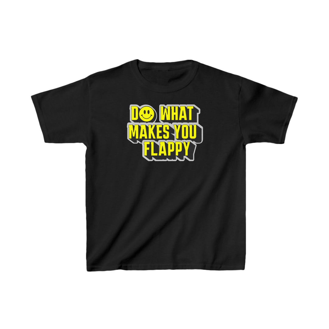 Kids Do What Makes You Flappy Yellow Letters Tee