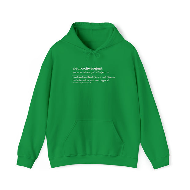 Neurodivergent Definition White Text Hoodie