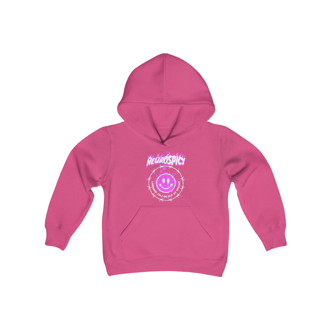 Kids NeuroSpicy Barbed Wire and Smiley Face Hoodie Sweatshirt