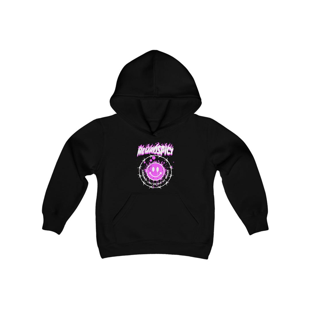 Kids NeuroSpicy Barbed Wire and Smiley Face Hoodie Sweatshirt