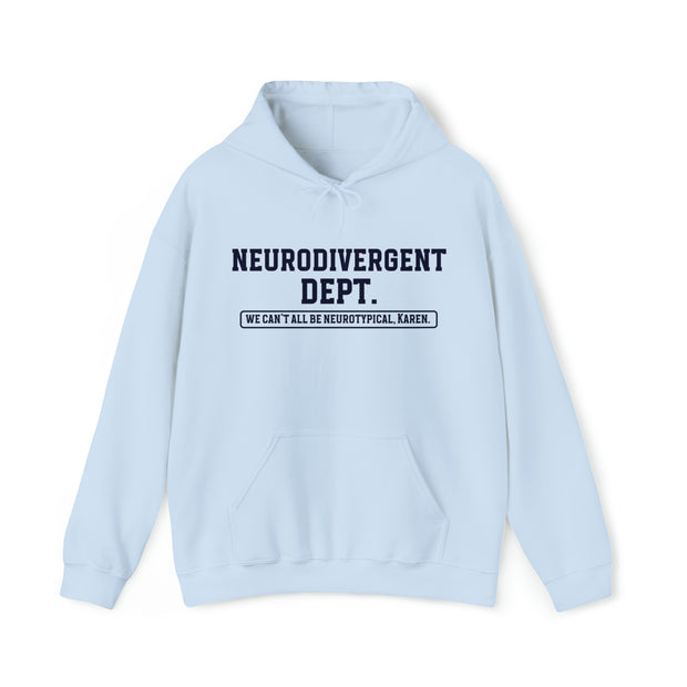 Neurodivergent Dept. Navy Blue Text Hoodie