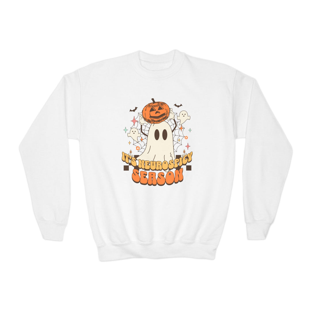 Kids Its Neurospicy Season Ghost and Pumpkin Sweatshirt